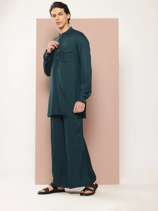 Men_Green_Rayon_Solid_Pathani_Sets