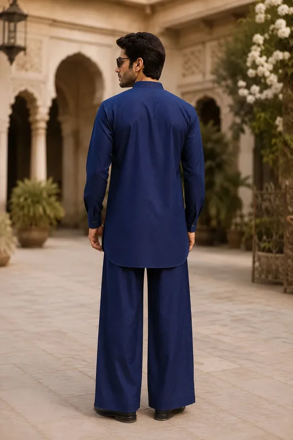 Men's_Blue_Rayon_Solid_Pathani_Set