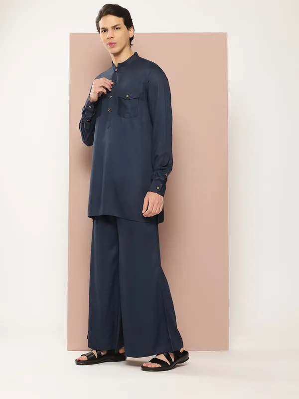 Men_Blue_Rayon_Solid_Pathani_Sets