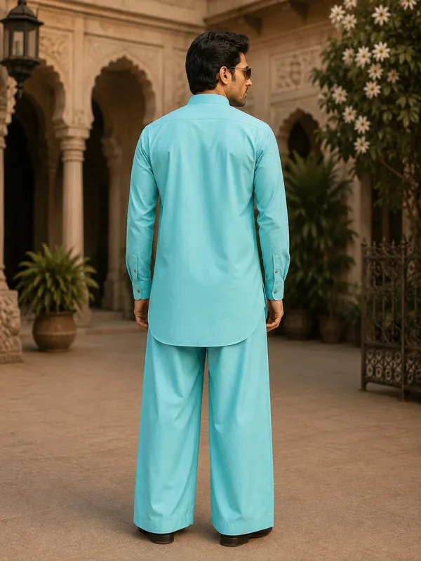 Men's_Light_Blue_Rayon_Solid_Pathani_Set