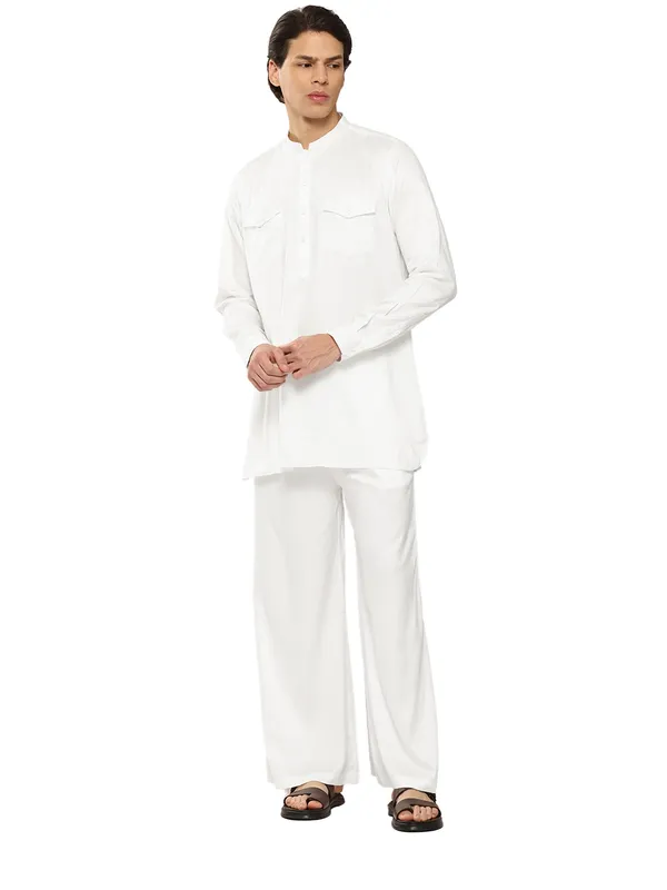 Men's_White_Rayon_Solid_Pathani_Set