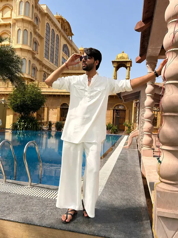 Men's_White_Rayon_Solid_Pathani_Set