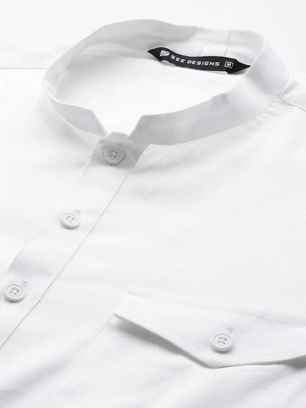 Men's_White_Rayon_Solid_Pathani_Set