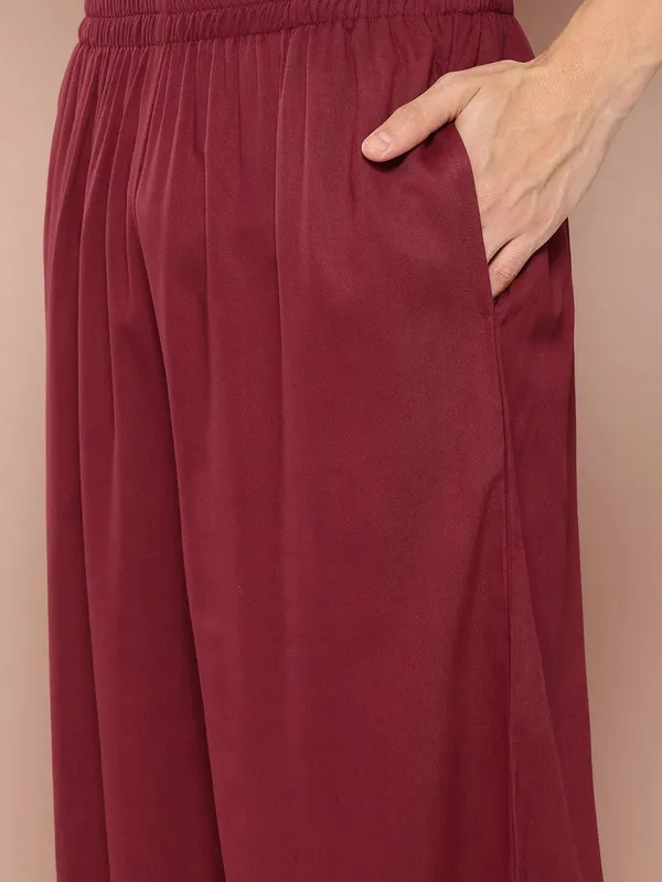 Men's_Maroon_Rayon_Solid_Pathani_Set