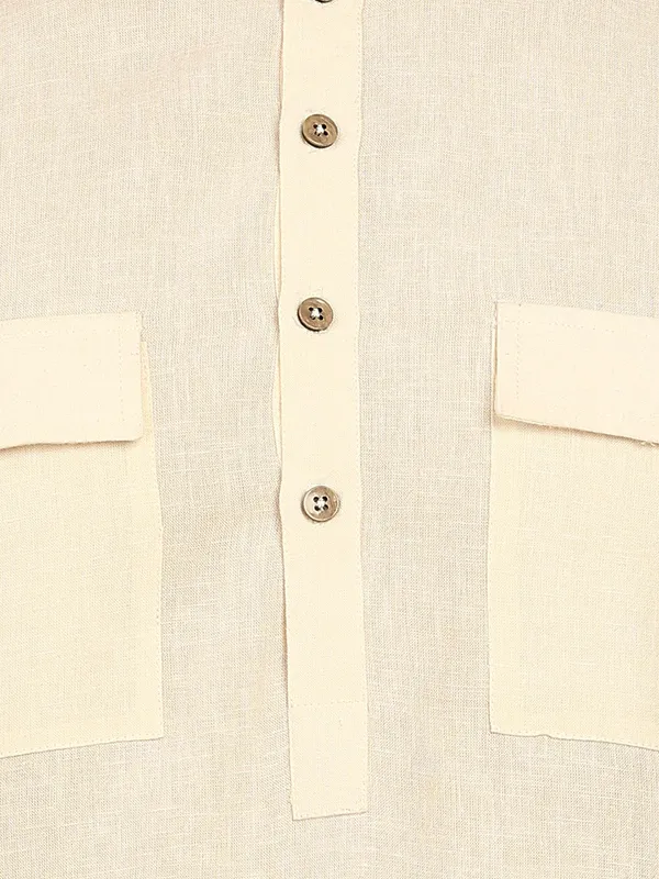 Men's_Cream_Linen_Solid_Pathani_Co-ord_Set