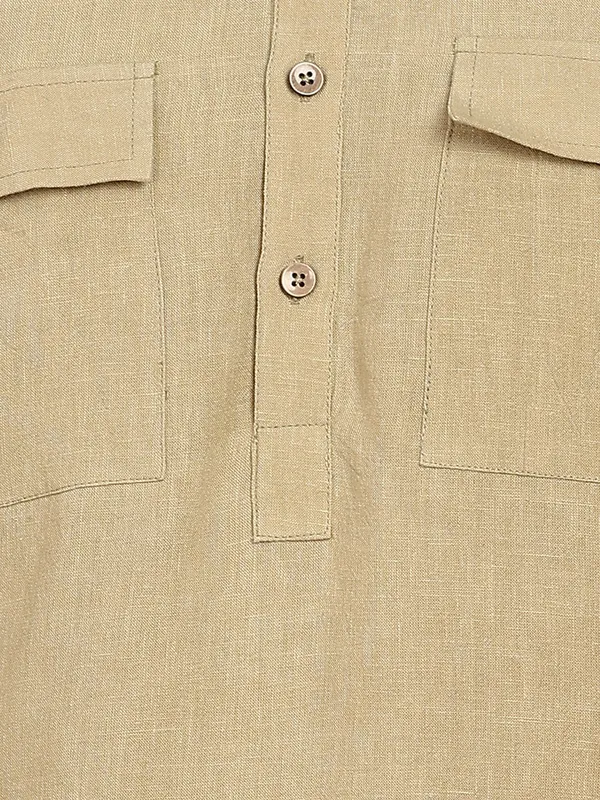 Men'S_Light_Green_Linen_Solid_Pathani_Set