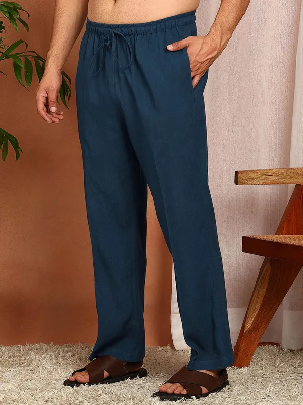 Men's_Royal_Blue_Linen_Solid_Pathani_Co-ord_Set