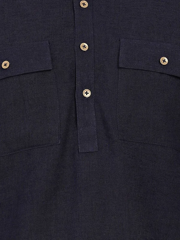 Men's_Navy_Blue_Linen_Solid_Pathani_Co-ord_Set