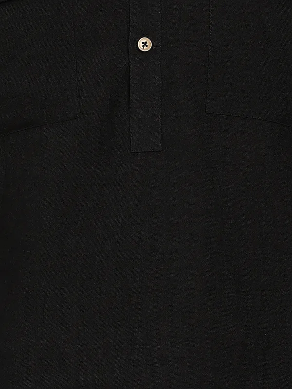 Men'S_Black_Linen_Solid_Pathani_Set