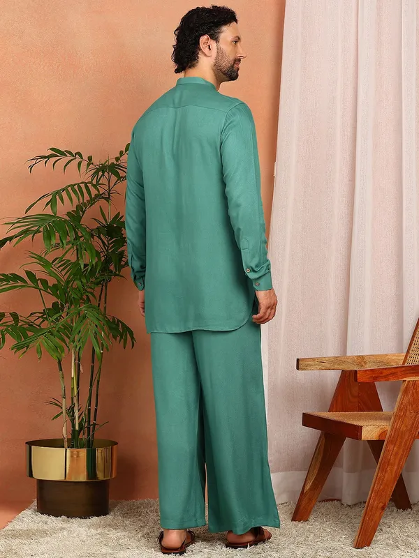 Men's_Sea_Green_Viscose_Rayon_Solid_Pathani_Set