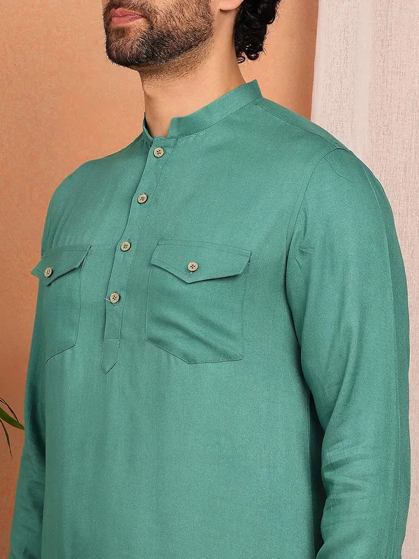 Men's_Sea_Green_Viscose_Rayon_Solid_Pathani_Set
