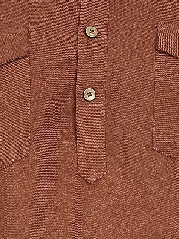 Men'S_Brown_Viscose_Rayon_Solid_Pathani_Set