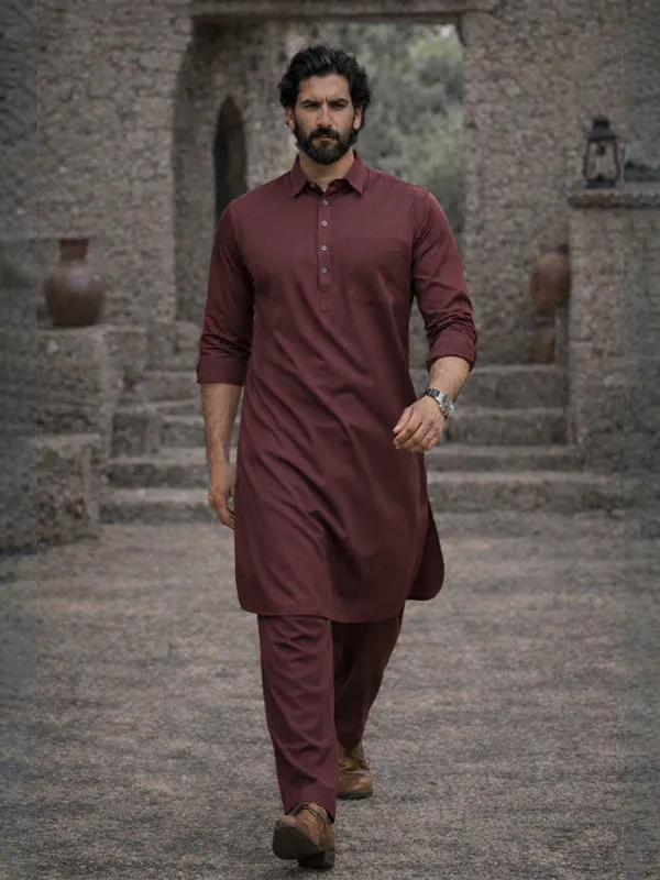 Dhurandhar_style_Solid_Pathani_Kurta_with_pyjama