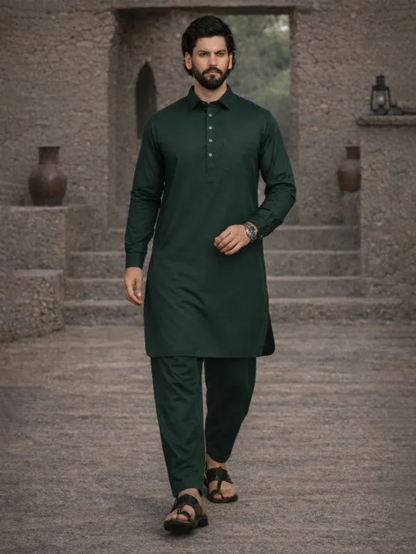 Dhurandhar_style_Solid_Pathani_Kurta_with_pyjama