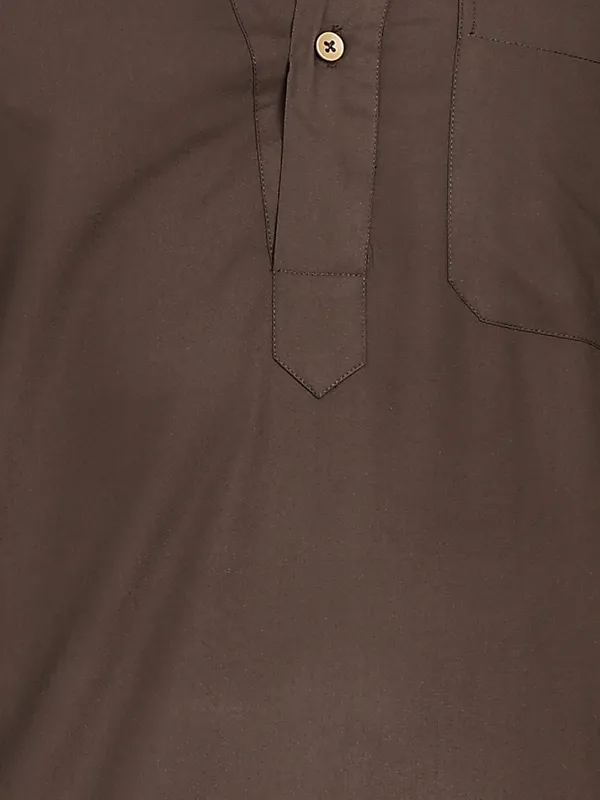 Men_Brown_Solid_Pathani_Kurta_With_Salwar