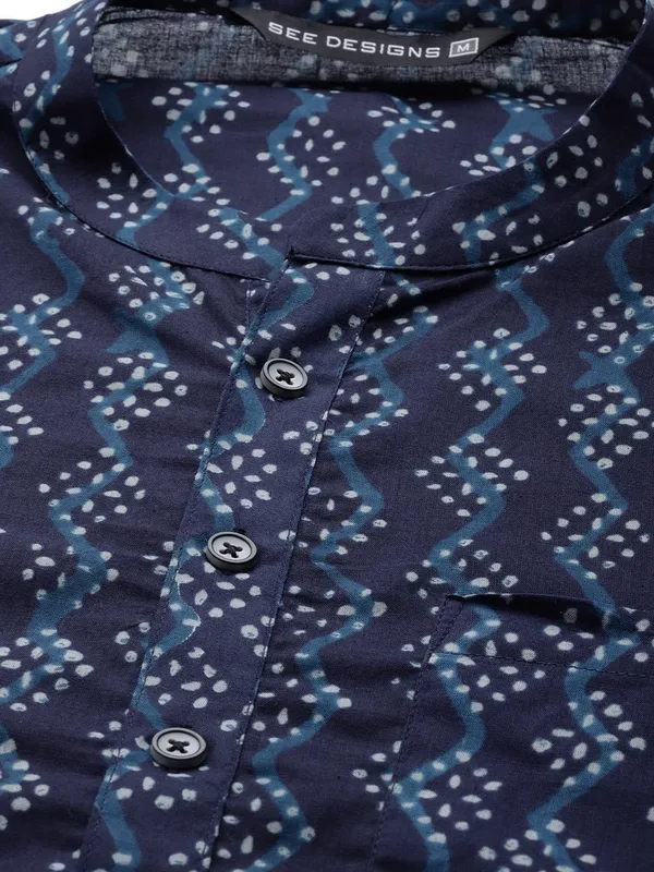 Blue_&_White_Print_Straight_Kurta