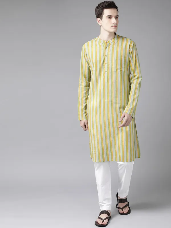 Yellow_And_White_Printed_Straight_Kurta