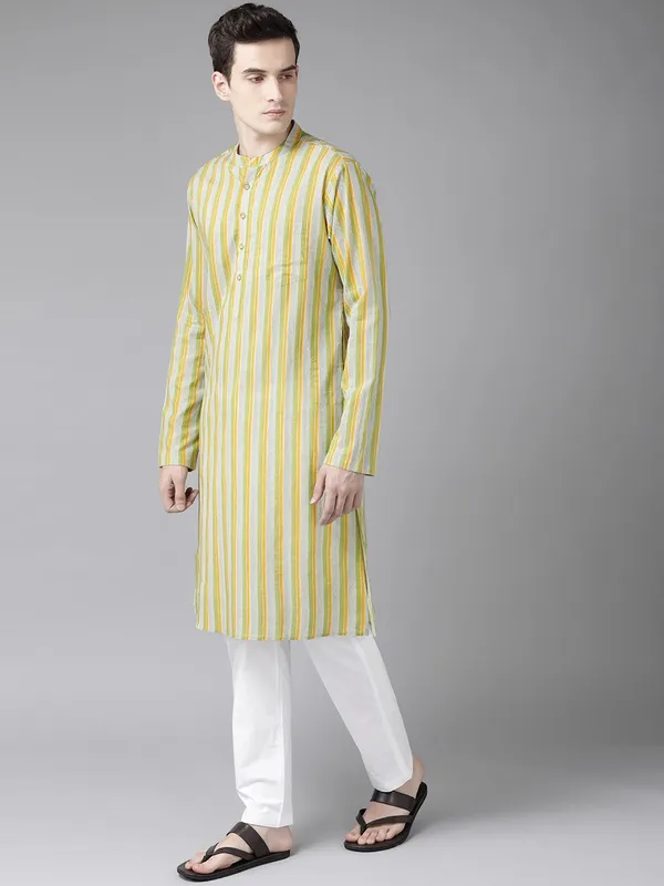 Yellow_And_White_Printed_Straight_Kurta