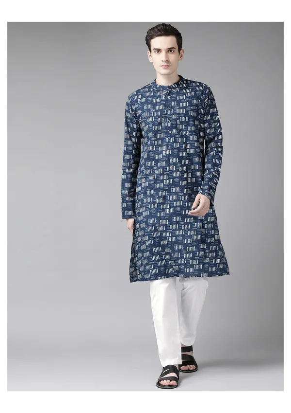 Blue_Geometric_Printed_Straight_kurta_With_Pyjama