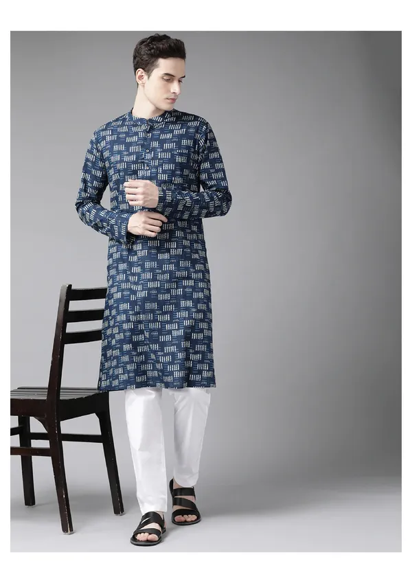 Blue_Geometric_Printed_Straight_kurta