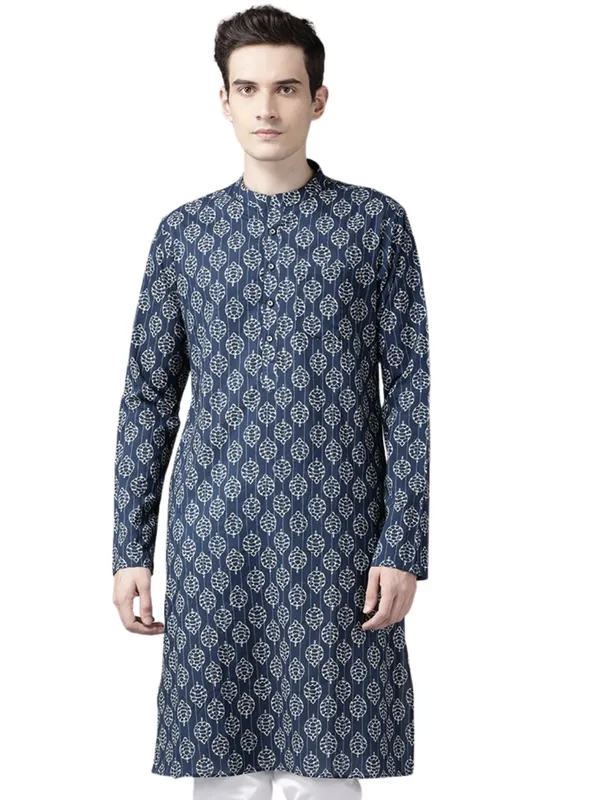 Men_Blue_&_Beige_Printed_Straight_Kurta