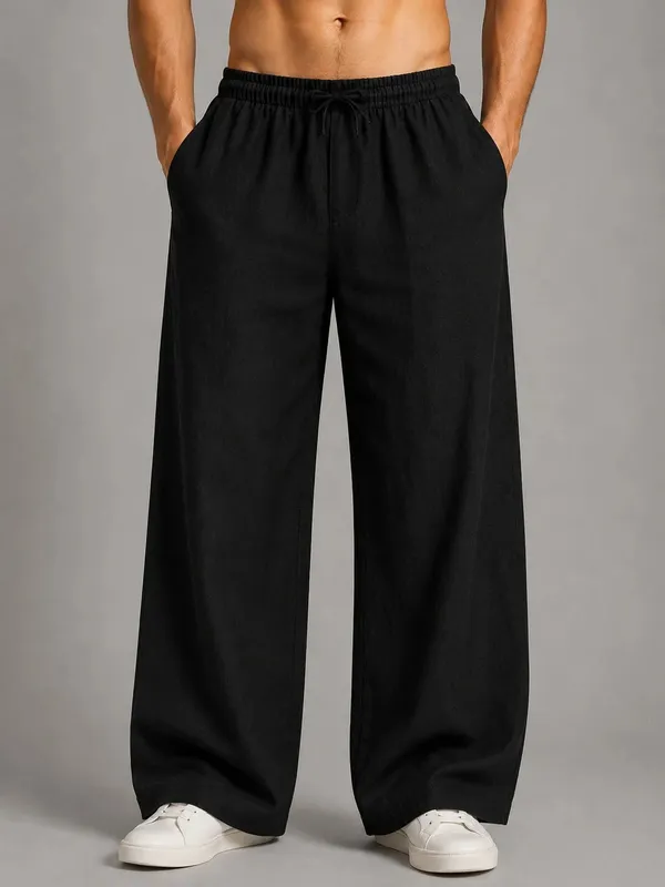 See_Designs_Men's_Flare_Linen_Pyjama_Relaxed_Fit_Drawstring_Lounge_Pants