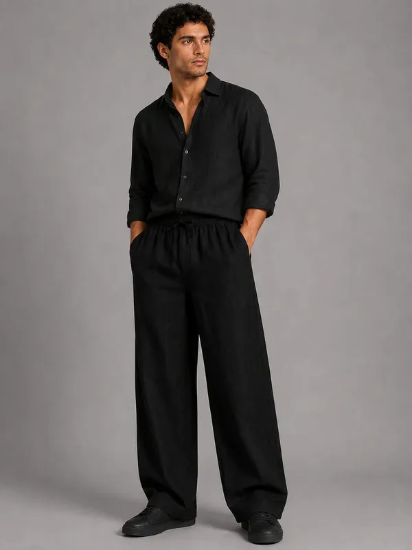 See_Designs_Men's_Flare_Linen_Pyjama_Relaxed_Fit_Drawstring_Lounge_Pants
