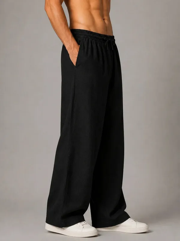 See_Designs_Men's_Flare_Linen_Pyjama_Relaxed_Fit_Drawstring_Lounge_Pants