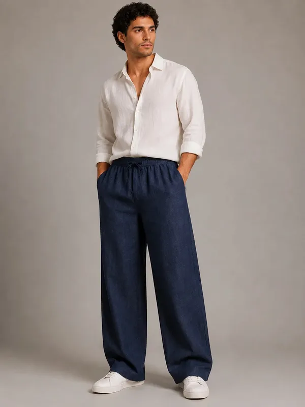 See_Designs_Men's_Flare_Linen_Pyjama_Relaxed_Fit_Drawstring_Lounge_Pants