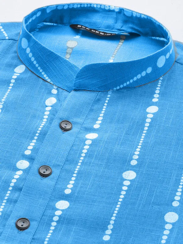 Blue_&_White_Dot_Printed_Straight_Kurta_with_Pyjama