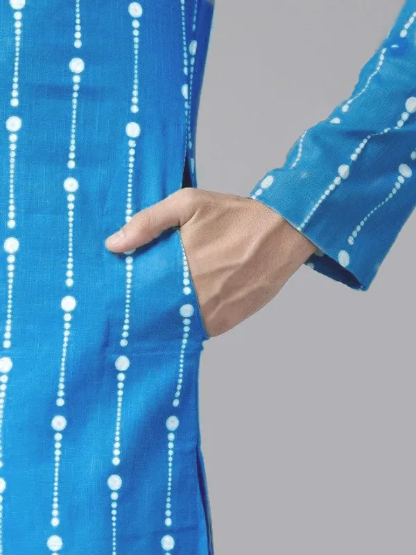 Blue_&_White_Dot_Printed_Straight_Kurta_with_Pyjama