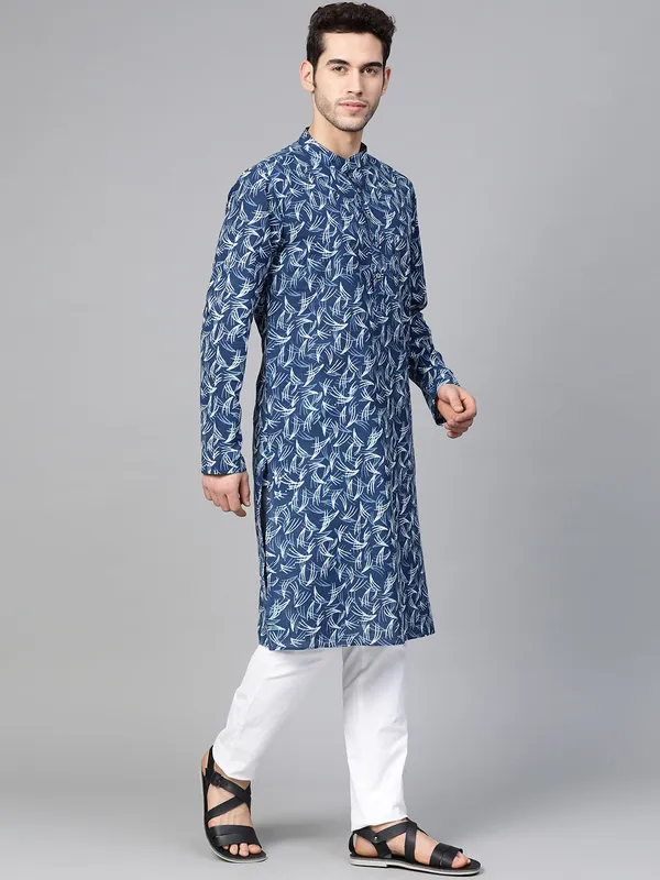Blue_Hand_Block_Printed_straight_kurta