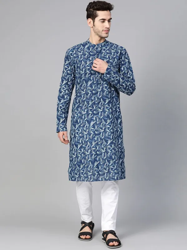 Blue_Hand_Block_Printed_straight_kurta