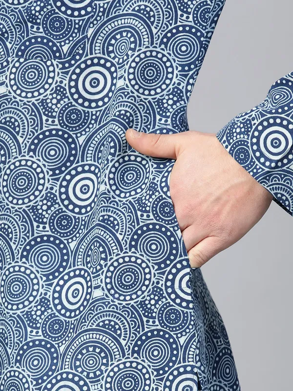 Blue_Floral_Pattern_Printed_straight_Sustainable_Kurta_with_Pyjama