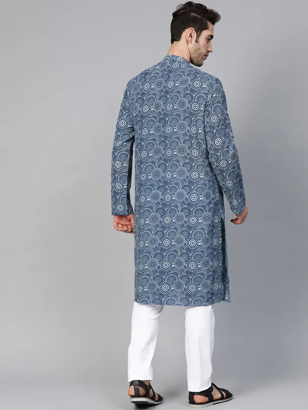 Blue_Floral_Pattern_Printed_straight_Sustainable_Kurta_with_Pyjama