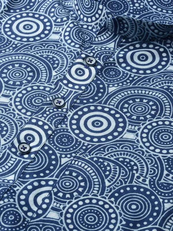 Blue_Floral_Pattern_Printed_straight_Sustainable_Kurta_with_Pyjama