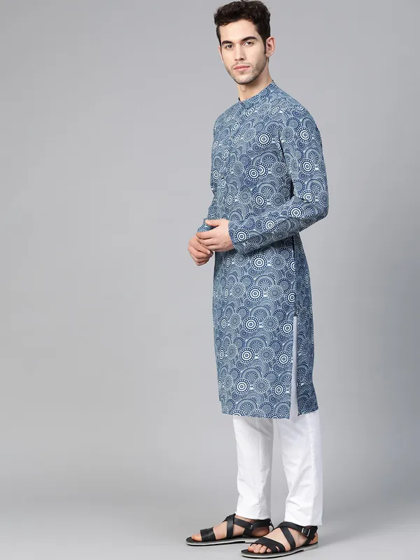 Blue_Floral_Pattern_Printed_straight_Sustainable_kurta