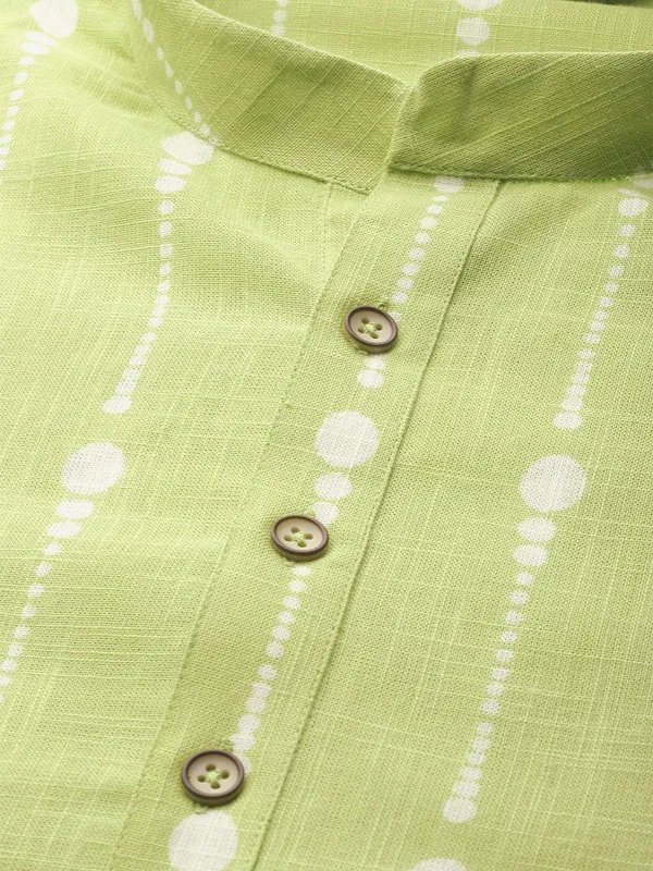 Lime_Green_And_White_Printed_Straight_Kurta_With_Pyjama