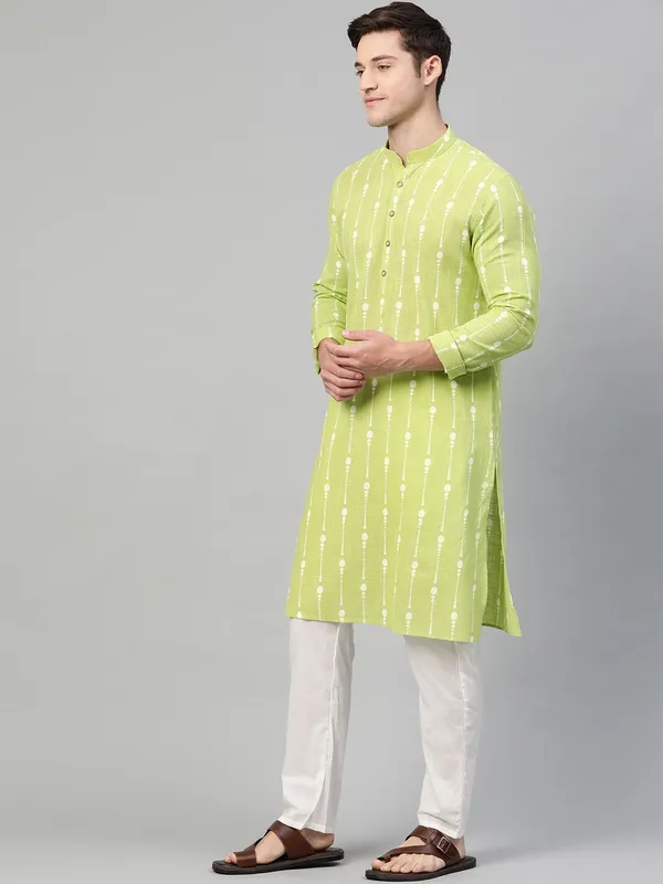 Lime_Green_and_white_printed_straight_kurta