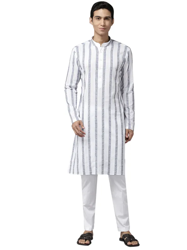 Men_White_&_Grey_Pure_Cotton_Embroidered_Staright_Kurta
