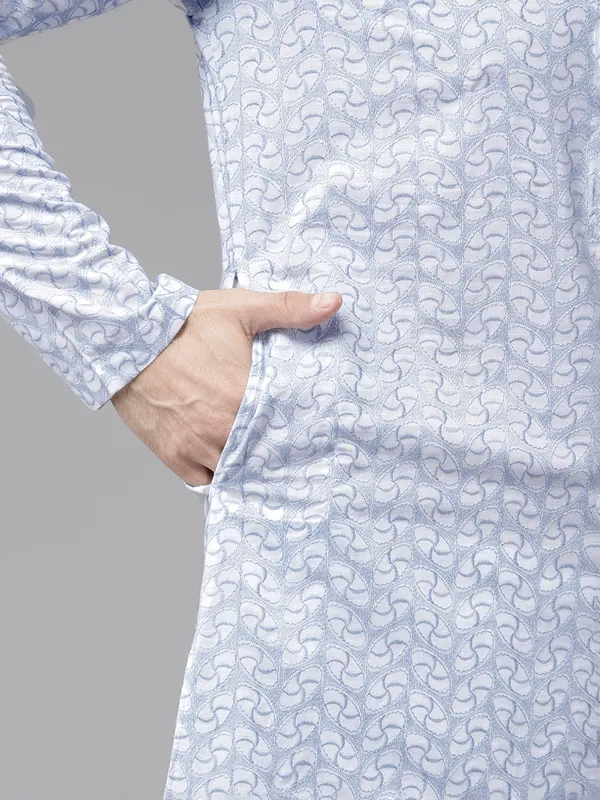 Men_White_&_Grey_Pure_Cotton_Embroidered_Staright_Kurta_With_Pajama