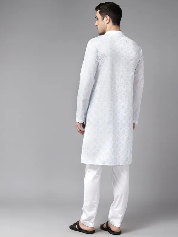Men_White_&_Grey_Pure_Cotton_Embroidered_Staright_Kurta_With_Pajama