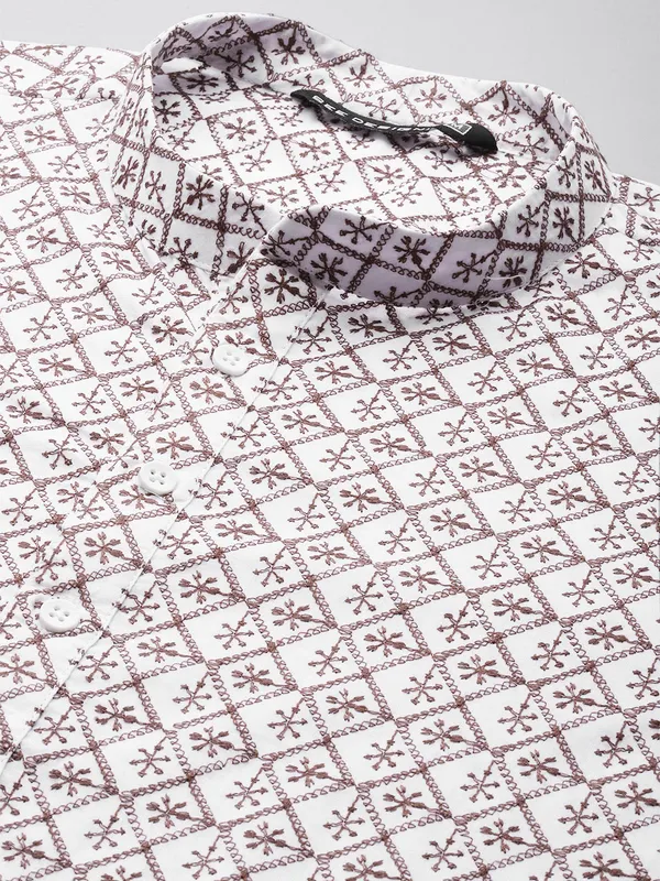 Men_Off_White_&_Brown_Pure_Cotton_Embroidered_Staright_Kurta_With_Pajama