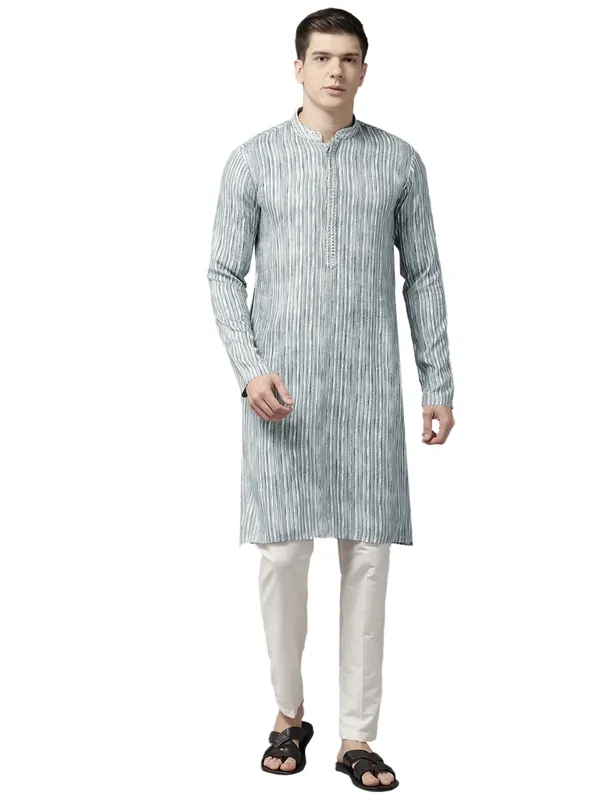 Men_Off_White_&_Grey_Pure_Cotton_Embroidered_Staright_Kurta_With_Pajama