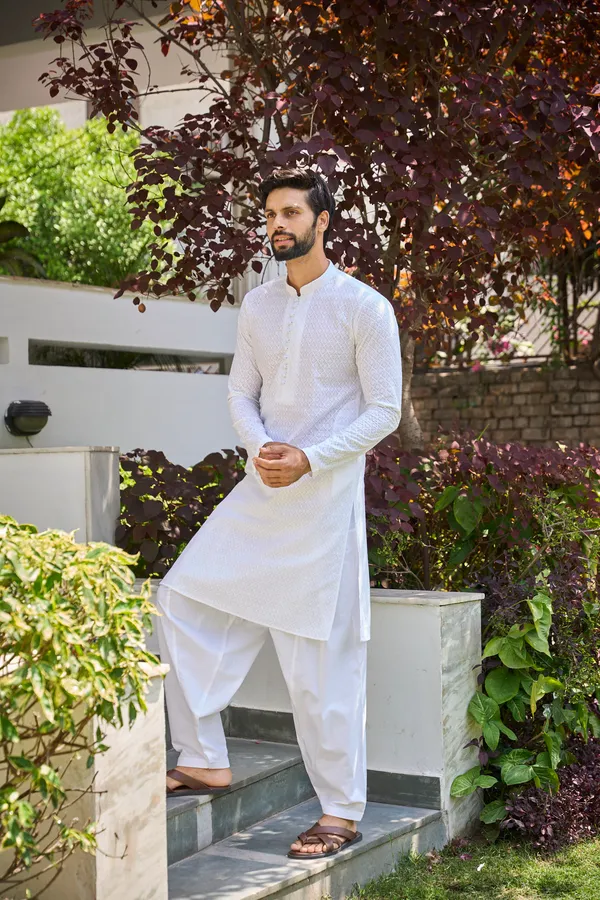 Men_White_Chikankari_Embroidered_Straight_Kurta_With_White_Salwar
