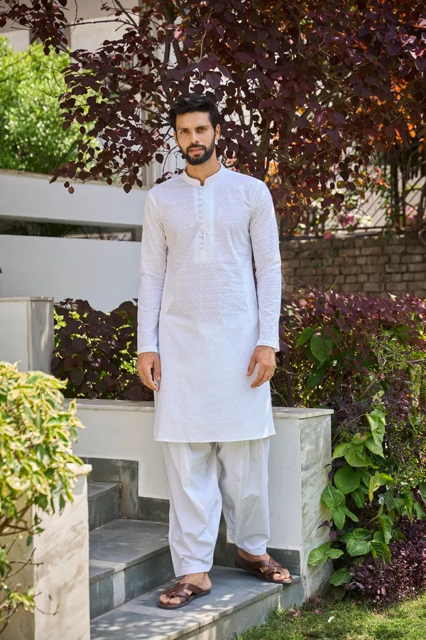 Men_White_Chikankari_Embroidered_Straight_Kurta_With_White_Salwar