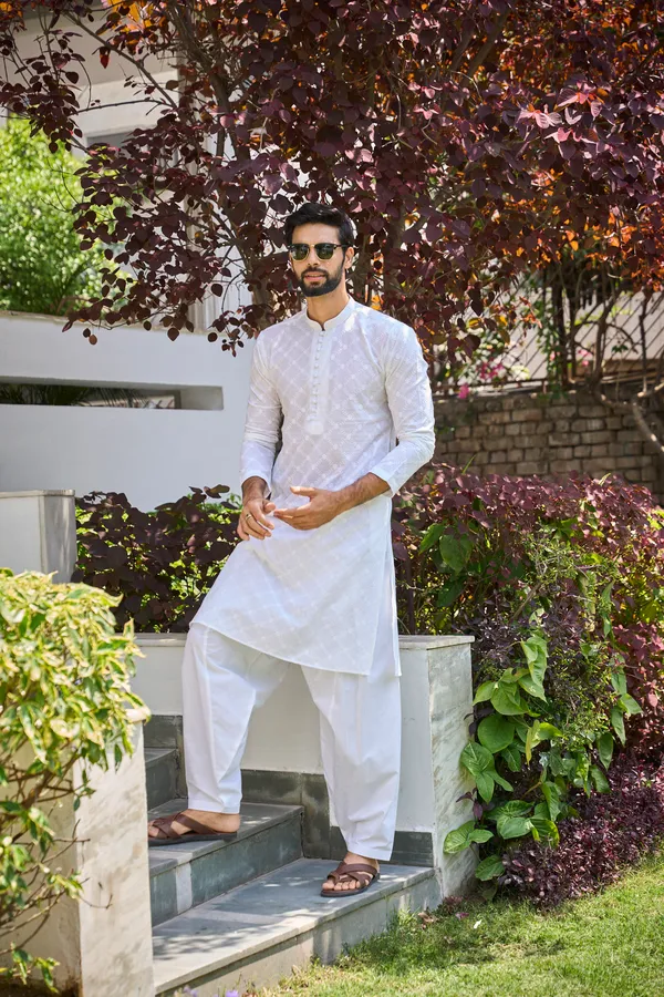 Men_White_Chikankari_Embroidered_Straight_Kurta_With_White_Salwar