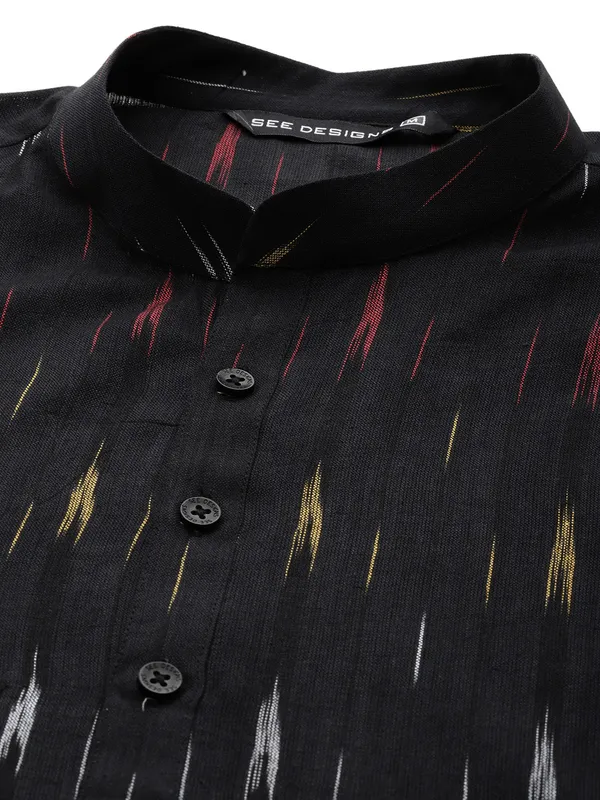 Men_Black_&_Red,_Yellow,White_Pure_Cotton_Printed_Staright_Kurta_With_Pajama