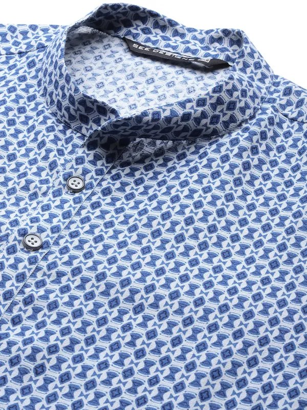 Men_Blue_&_Grey_Pure_Cotton_Printed_Staright_Kurta_With_Pajama
