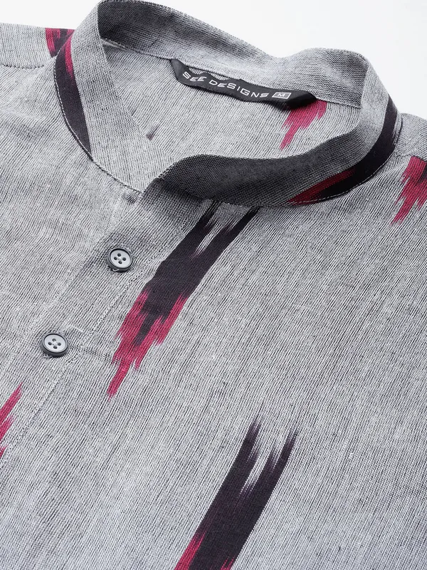 Men_Grey_&_Black_Pure_Cotton_Printed_Staright_Kurta_With_Pajama